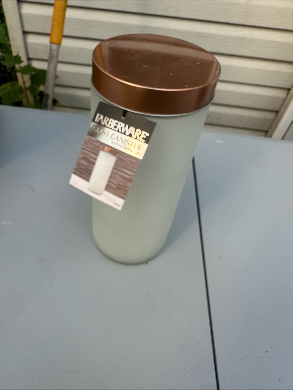 Farberware Frosted Glass Canister with Copper-Tone Lid
